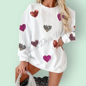 Uber Soft Comfy Baggy Slouchy Drop Shoulders White Pullover with a Little Bling